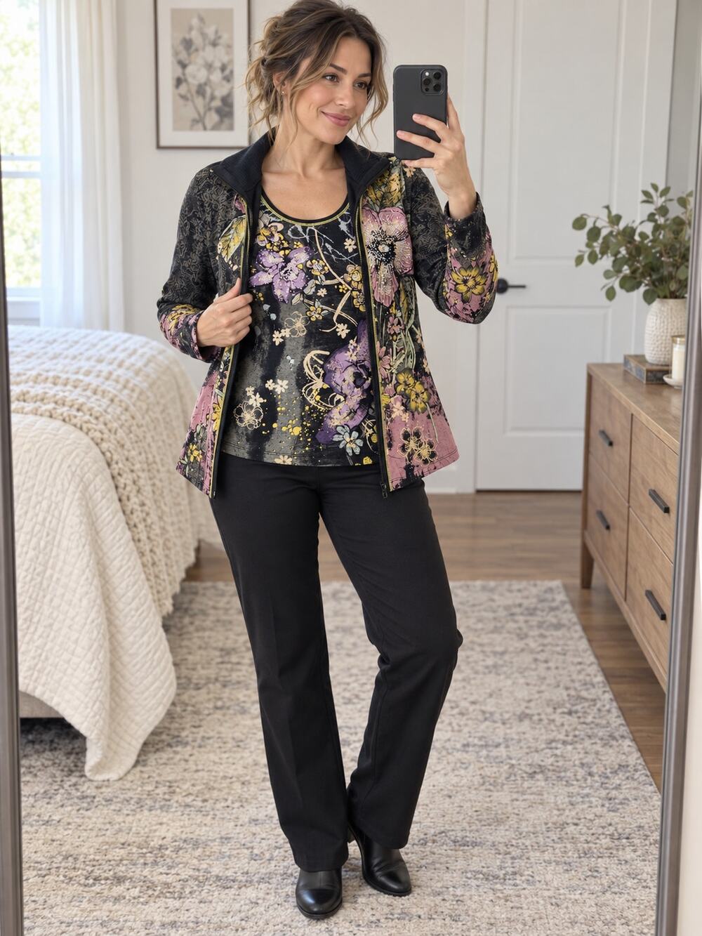 Vanilla Sugar NWT 2Pc Set Zip Jacket Tank Top Rhinestone Floral Y2K Sz PL
